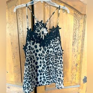 Leopard print cami with lace